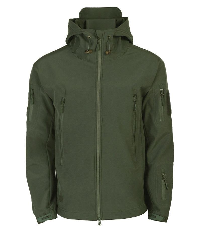 Camouflage Green Lightweight Soft Jackets Men Tactical Windproof Waterproof Jacket Men Outdoor Adventure Jackets Hooded Warm Winter Jacket Casual Winter Sport Warm Hooded Jackets