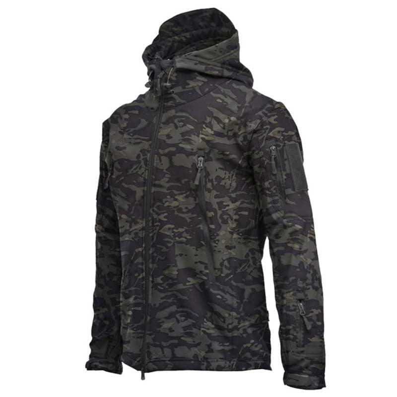 Camouflage Green Lightweight Soft Jackets Men Tactical Windproof Waterproof Jacket Men Outdoor Adventure Jackets Hooded Warm Winter Jacket Casual Winter Sport Warm Hooded Jackets