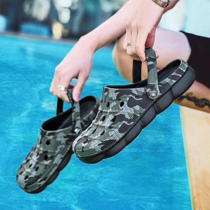 Camouflage Men Clogs Sandals Summer Outdoor Slippers Beach Aqua Shoes Slip On Flip Flops Garden Sandals Casual Outdoor Lightweight Clog Fashion Slip-On Sport Shoe Breathable Design Shoes