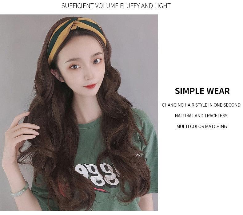 Cap With Hair Long Wavy Fake Hair Hat Wig Synthetic Hair Extensions Hat With Hair Natural Hairpiece Wigs For Black Women Cosplay Wigs For Women