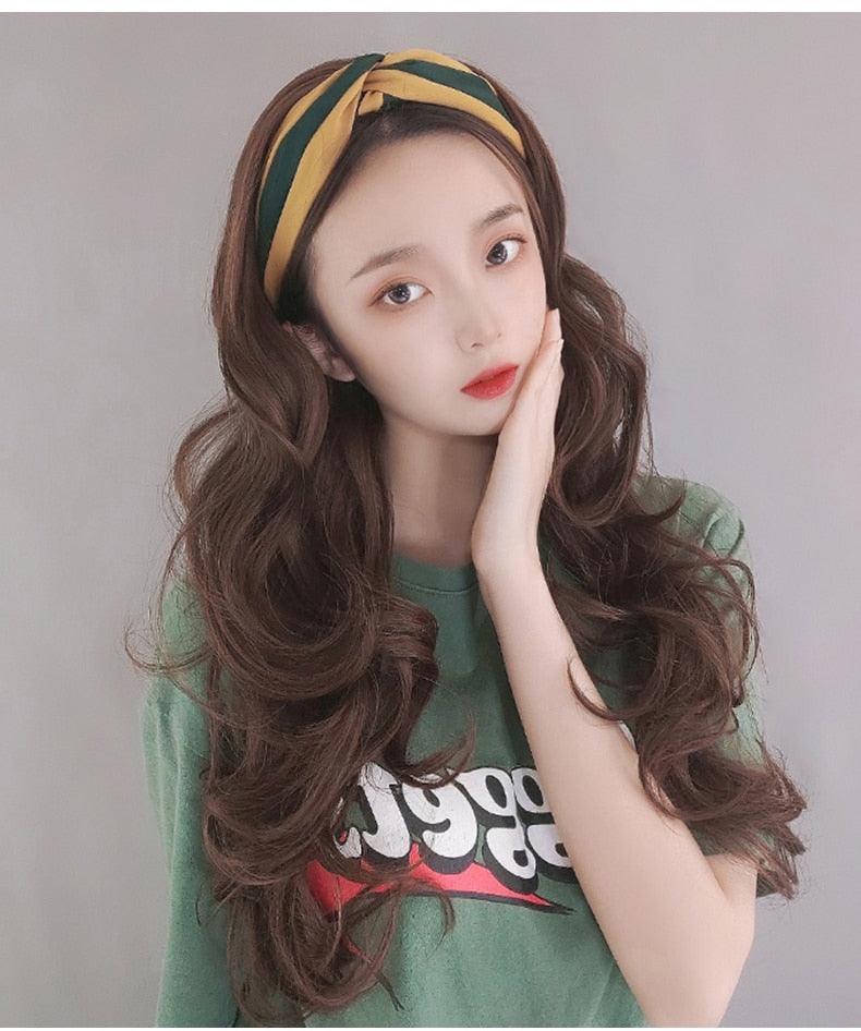 Cap With Hair Long Wavy Fake Hair Hat Wig Synthetic Hair Extensions Hat With Hair Natural Hairpiece Wigs For Black Women Cosplay Wigs For Women