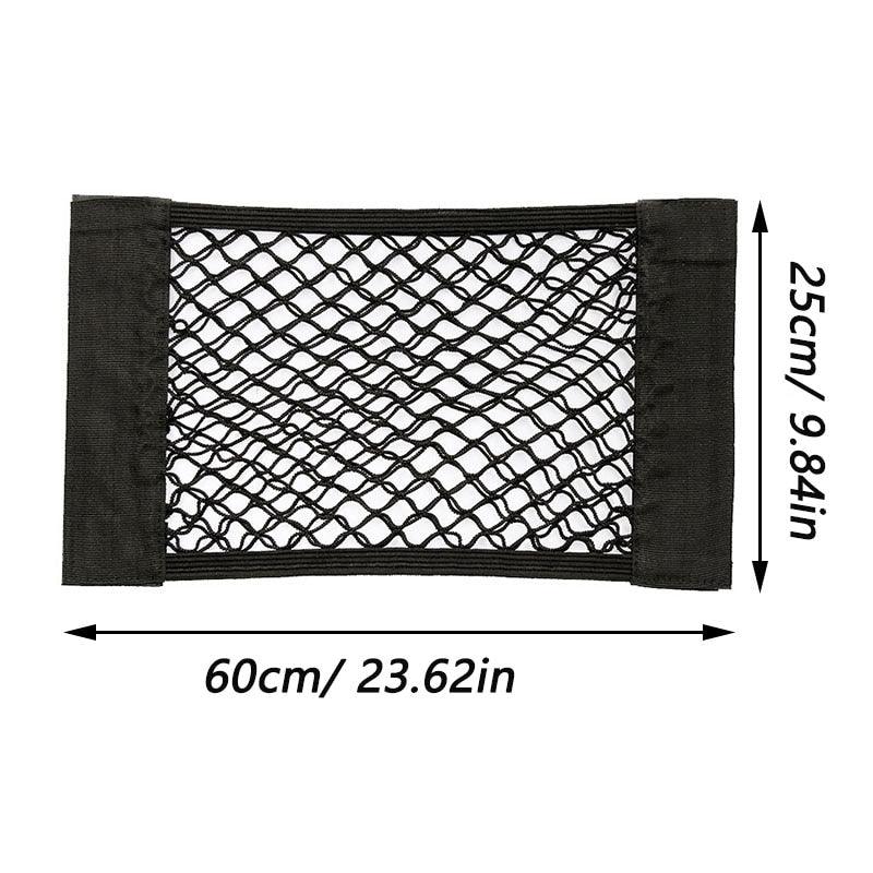 Car Back Rear Trunk Organizer Net Mesh Seat Elastic String Magic Sticker Universal Storage Bag Pocket Adjustable Elastic Trunk Cargo Organizer Nylon Mesh Rear Car Net Auto Organizer