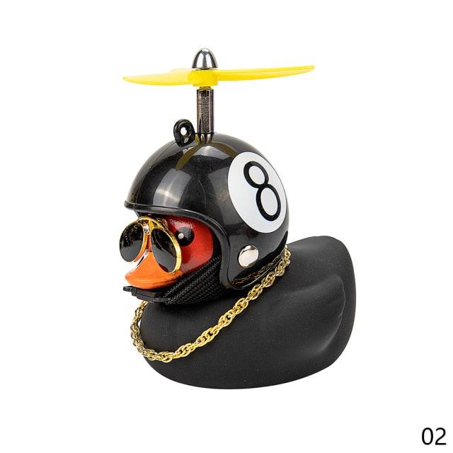 Car Goods Gift Broken Wind Helmet Small Yellow Duck Car Decoration Accessories Wind-breaking Wave-breaking Duck Cycling DecDuck Car Dashboard Decorations Rubber Duck Car Ornaments Cool Duck with Propeller Helmet Sunglasses Gold Chain or