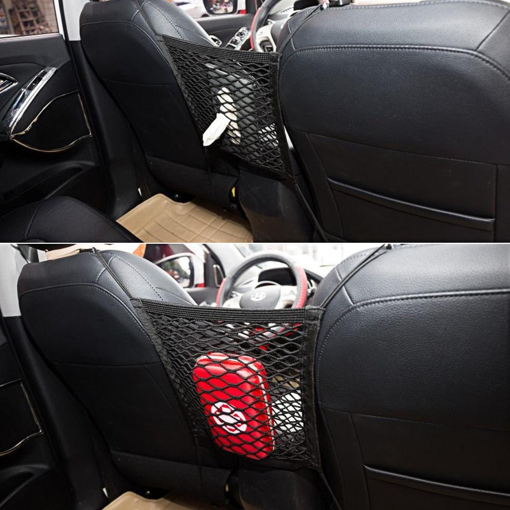 Car Storage Net Bag Organizer Holder Mesh Seat Back Hanging Trunk Luggage Hooks String Kit Off Road  Car Mesh Organizer, Seat Back Net Bag, Barrier of Backseat Pet Kids Cargo Tissue Purse Holder Car Driver Storage Netting Pouch Truck Auto Accessories