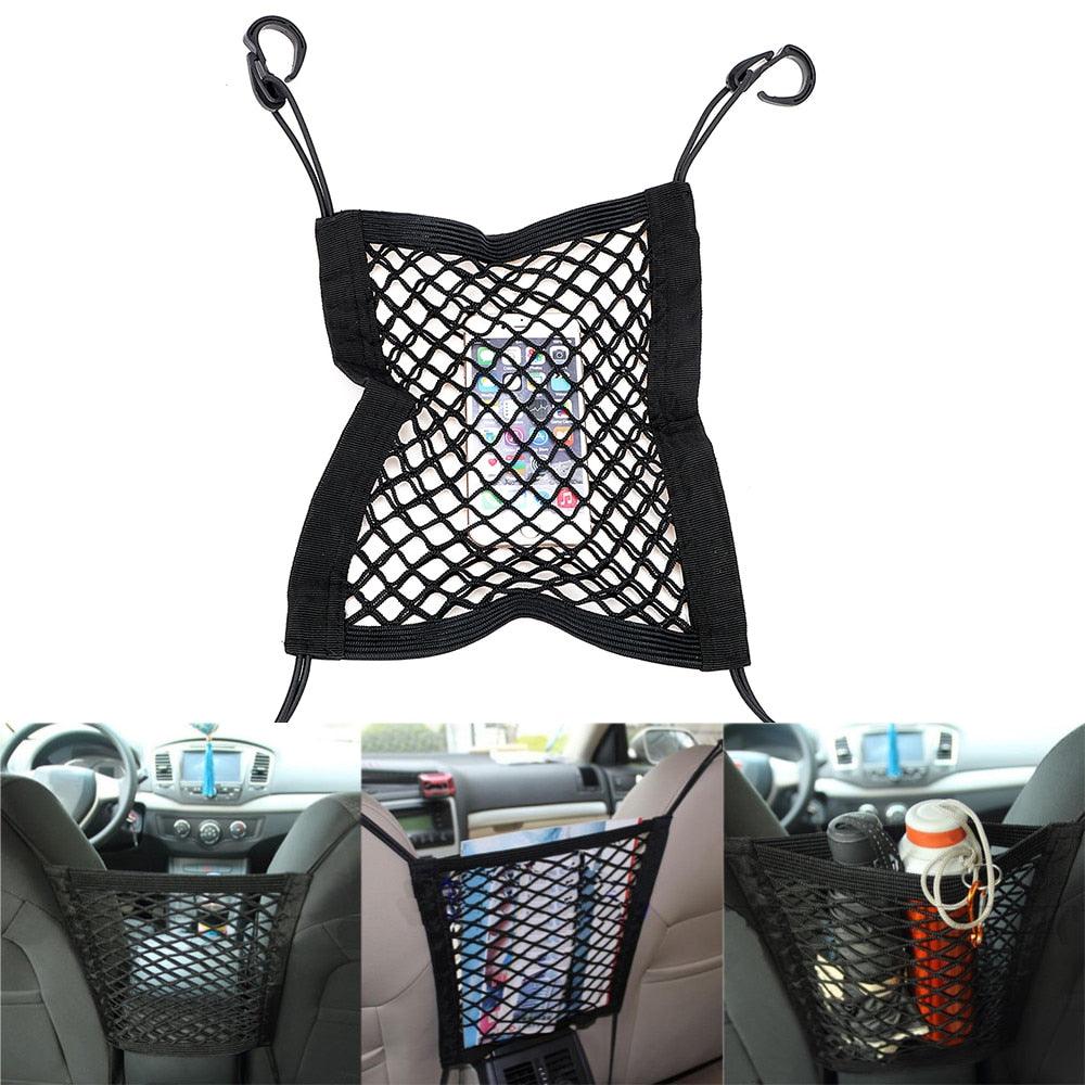 Car Storage Net Bag Organizer Holder Mesh Seat Back Hanging Trunk Luggage Hooks String Kit Off Road  Car Mesh Organizer, Seat Back Net Bag, Barrier of Backseat Pet Kids Cargo Tissue Purse Holder Car Driver Storage Netting Pouch Truck Auto Accessories