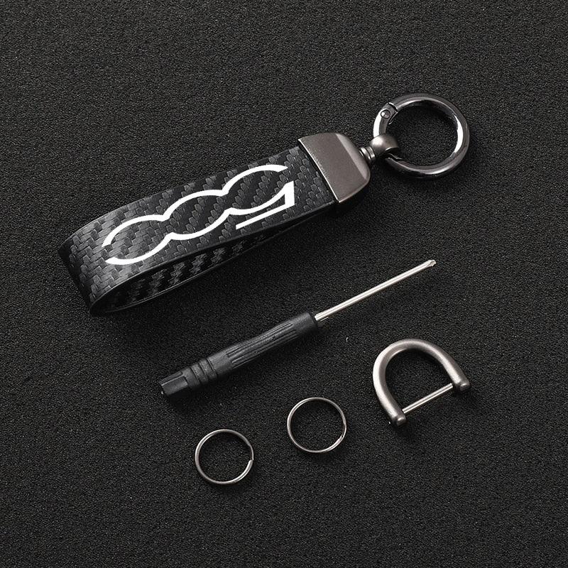 Carbon Fiber Leather Car Keychain  Genuine Leather Keychains Holder 360 Degree Rotating Horseshoe Keychain Keychain Car Accessories Metal Bulk Key Rings  Key Buckle Metal Leather Car Accessories For Car