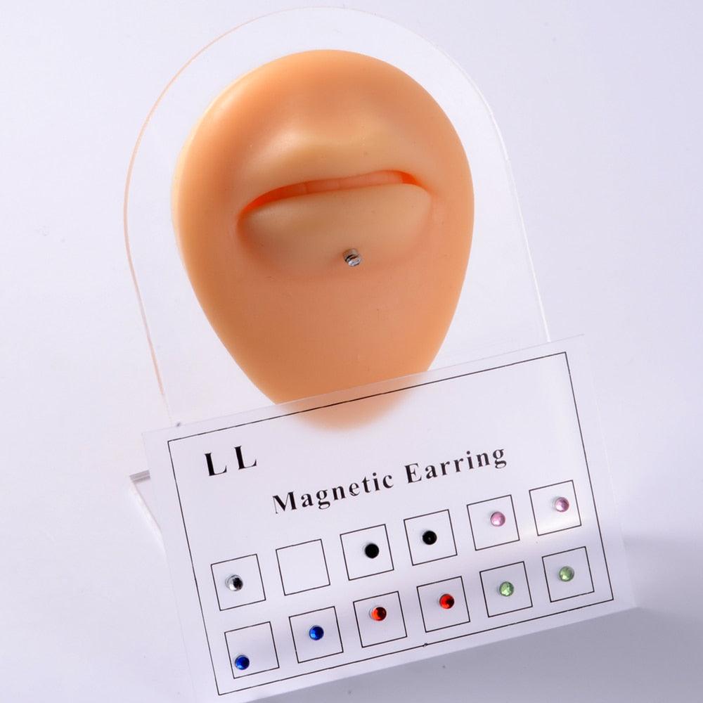 Card Fake Cheater Non Pierced Magnet Earring Piercings  Magnet Ear Tragus Cartilage Lip Labret Stud Straight Pin Nose Stud With Crystal Nose Piercing Body Jewelry Nose Studs Rings Piercing Pin Stud Stud Classic Piercing Nose Ring Jewelry