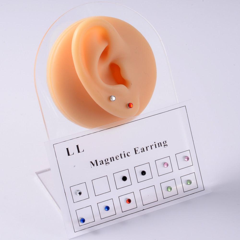 Card Fake Cheater Non Pierced Magnet Earring Piercings  Magnet Ear Tragus Cartilage Lip Labret Stud Straight Pin Nose Stud With Crystal Nose Piercing Body Jewelry Nose Studs Rings Piercing Pin Stud Stud Classic Piercing Nose Ring Jewelry