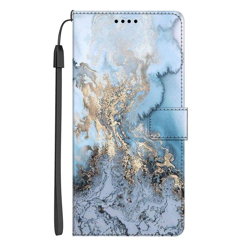 Card Holder PU Leather Wrist Strap Protective Wallet Case Marble Leather Case For Xiaomi Redmi Note 11S 11 Pro 5G Flip Cover Stand Wallet Book Case For Redmi Note11S 11Pro 5G 2022