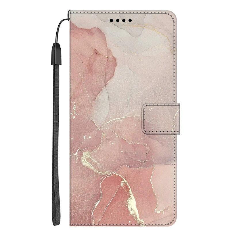 Card Holder PU Leather Wrist Strap Protective Wallet Case Marble Leather Case For Xiaomi Redmi Note 11S 11 Pro 5G Flip Cover Stand Wallet Book Case For Redmi Note11S 11Pro 5G 2022