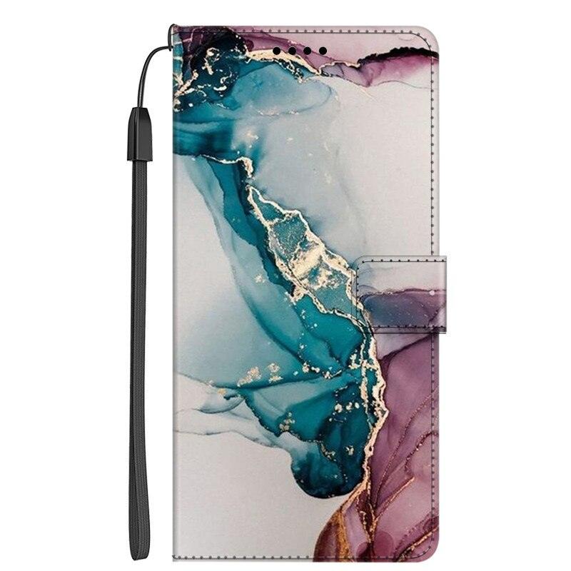 Card Holder PU Leather Wrist Strap Protective Wallet Case Marble Leather Case For Xiaomi Redmi Note 11S 11 Pro 5G Flip Cover Stand Wallet Book Case For Redmi Note11S 11Pro 5G 2022