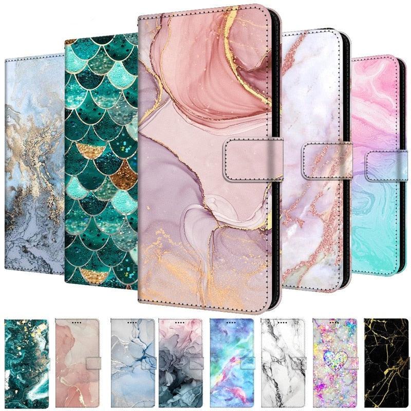 Card Holder PU Leather Wrist Strap Protective Wallet Case Marble Leather Case For Xiaomi Redmi Note 11S 11 Pro 5G Flip Cover Stand Wallet Book Case For Redmi Note11S 11Pro 5G 2022