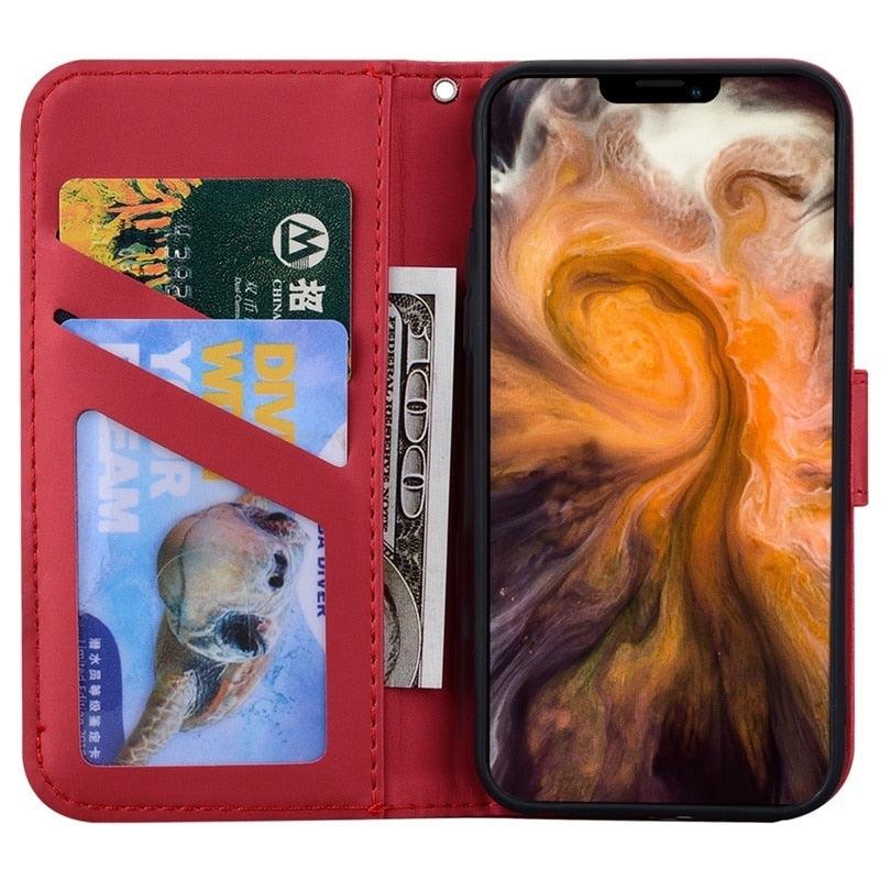 Cartoon Animal Cute Leather Wallet Flip Case Creative Magnetic Protective Cover Lovely Animal Flip Leather Phone Case For iPhone 13 12 11 Pro X XS XR Max Card Holder Funny Phone Cover