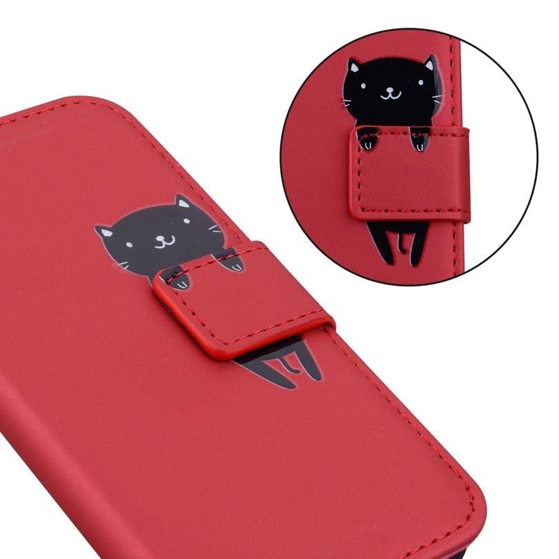 Cartoon Animal Cute Leather Wallet Flip Case Creative Magnetic Protective Cover Lovely Animal Flip Leather Phone Case For iPhone 13 12 11 Pro X XS XR Max Card Holder Funny Phone Cover