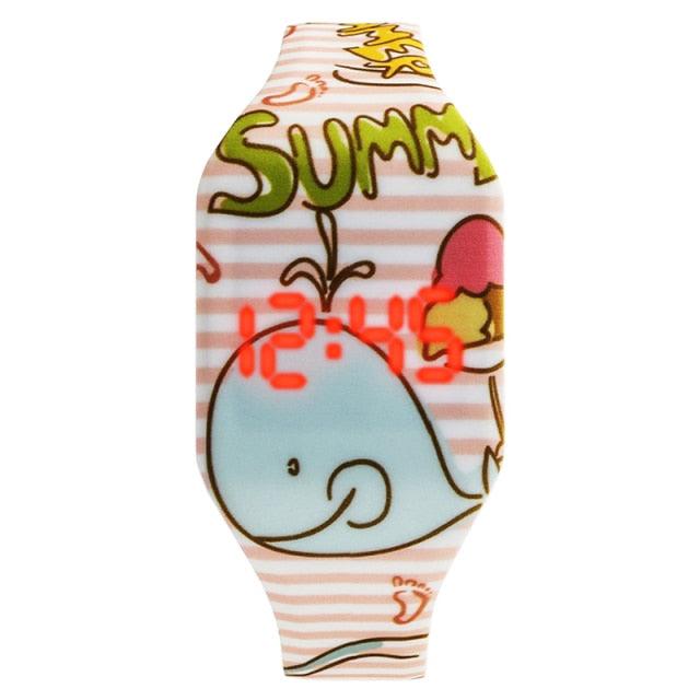 Cartoon Childrens Cute Watches LED Digital Clock Kids Student Dinosaur Digital Sport Watch For Boys Girls Kid Waterproof Electronic Functional Cute Outdoor Kids Watches