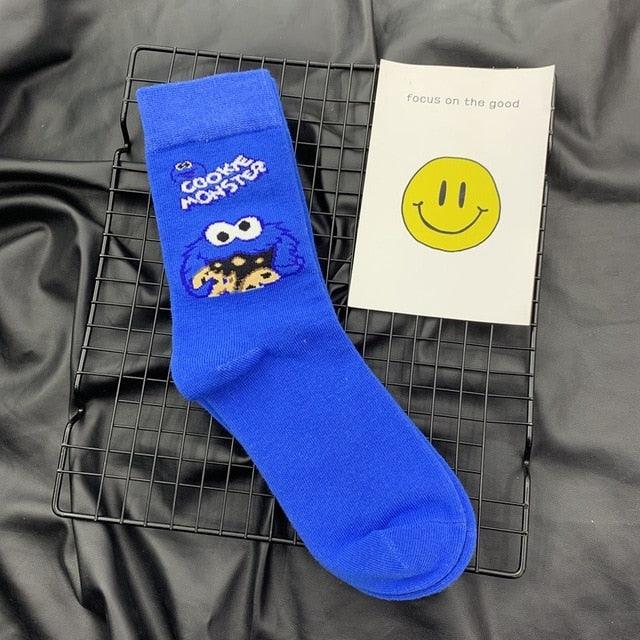 Cartoon Cosplay Socks Elmo Cookie Monster Novelty Funny Cute Kawaii Women Sock Winter Comfortable Cotton Socks For Men And Women