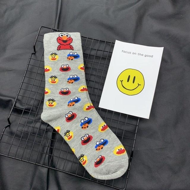 Cartoon Cosplay Socks Elmo Cookie Monster Novelty Funny Cute Kawaii Women Sock Winter Comfortable Cotton Socks For Men And Women