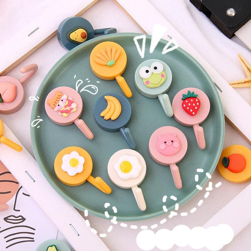 Cartoon Fruit Sticky Hook Multifunctional Punch-free Hook Kitchen Bathroom Wall Hanging Cute Paste Hook Traceless Adhesive Clasp Cute Adhesive Hooks Plastic Hooks for Hanging Cartoon Adhesive Wall Mount Hook for Home Bathroom