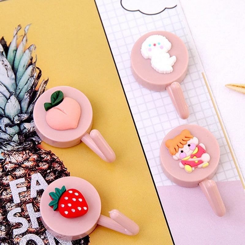 Cartoon Fruit Sticky Hook Multifunctional Punch-free Hook Kitchen Bathroom Wall Hanging Cute Paste Hook Traceless Adhesive Clasp Cute Adhesive Hooks Plastic Hooks for Hanging Cartoon Adhesive Wall Mount Hook for Home Bathroom