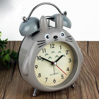 Cartoon Owl Mute Wake Up Table Clock Silent Analog Table Desk Small Clock with Night Light Battery Operated for Living Room Bedroom Kitchen Home Office Cute Ring Bell Metal Bedroom Quartz Alarm Clock With Night Light