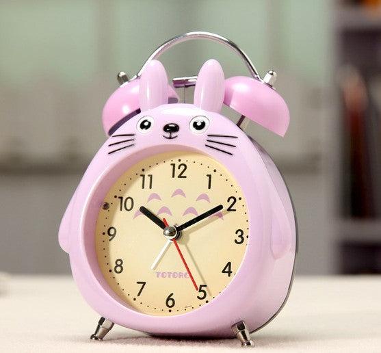 Cartoon Owl Mute Wake Up Table Clock Silent Analog Table Desk Small Clock with Night Light Battery Operated for Living Room Bedroom Kitchen Home Office Cute Ring Bell Metal Bedroom Quartz Alarm Clock With Night Light