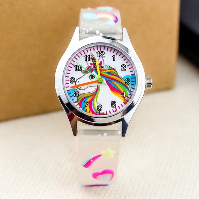 Cartoon Unicorn Childrens Watch 3D Rainbow Pony Girl Wristwatch Quartz Kids Watches Student Silicone Children Toddler Wrist Watch Birthday Gift For Girls Cute Child Watches