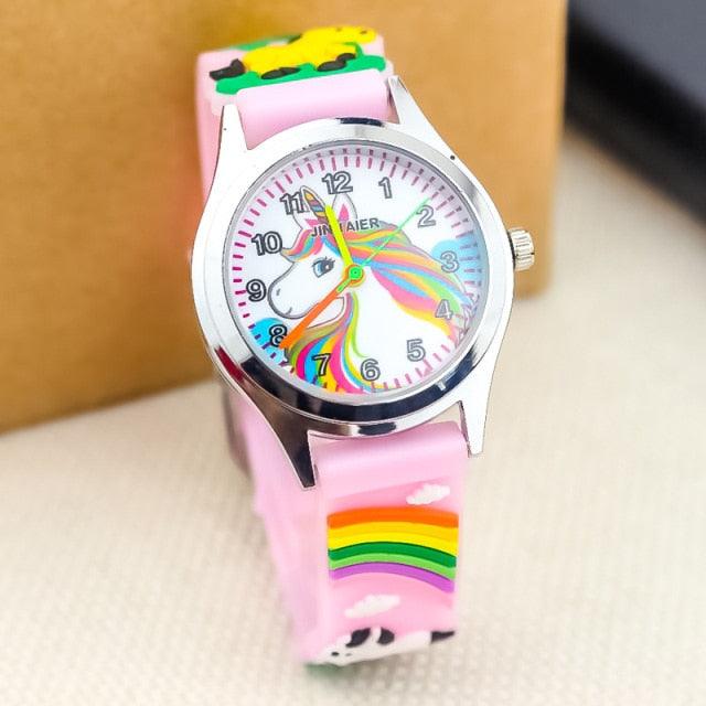 Cartoon Unicorn Childrens Watch 3D Rainbow Pony Girl Wristwatch Quartz Kids Watches Student Silicone Children Toddler Wrist Watch Birthday Gift For Girls Cute Child Watches