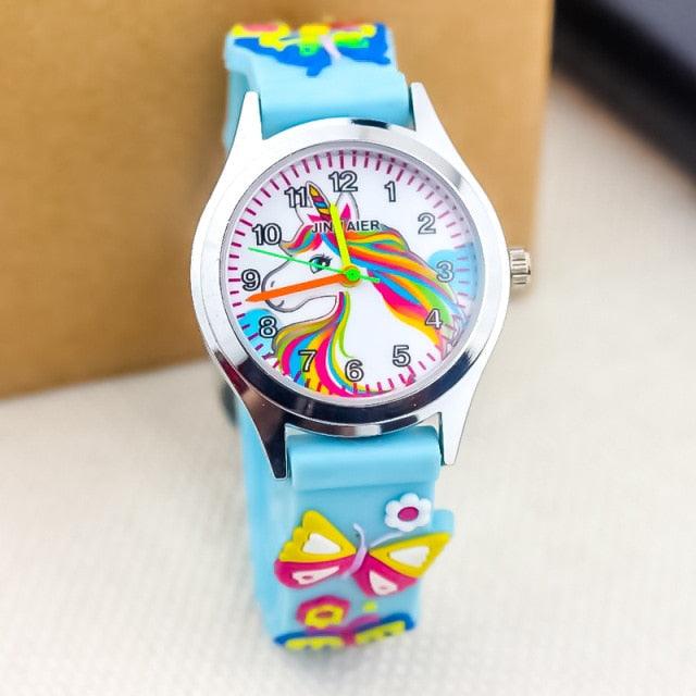 Cartoon Unicorn Childrens Watch 3D Rainbow Pony Girl Wristwatch Quartz Kids Watches Student Silicone Children Toddler Wrist Watch Birthday Gift For Girls Cute Child Watches