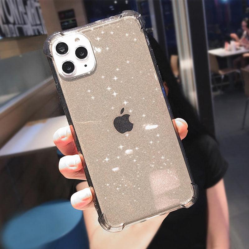 Case For iPhone 13 Pro Max Glitter Shockproof Transparent Phone Case For iPhone 12 11 Pro Max XR XS Max X 7 8 Plus Soft Clear Cover Shiny Case Scratch Resistant Soft Thin Shockproof Case