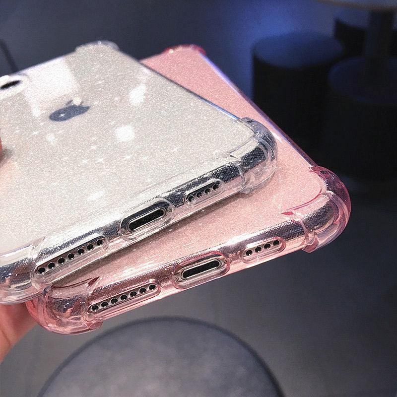 Case For iPhone 13 Pro Max Glitter Shockproof Transparent Phone Case For iPhone 12 11 Pro Max XR XS Max X 7 8 Plus Soft Clear Cover Shiny Case Scratch Resistant Soft Thin Shockproof Case