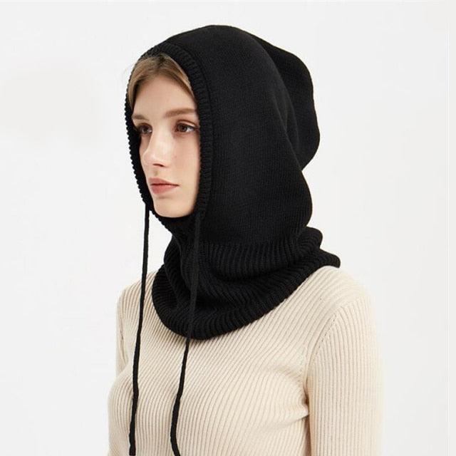 Cashmere Winter Knitted Hat Beanie Women Scarf Skellies Beanies Winter Hats For Women Men Cap Solid Bonnet Mask Brand Hat Balaclava Shawl Women Winter Hat Soft Knitted Hooded Neck Collar Cap Beanie Hat Warm Scarf Unisex Bonnet Hooded Scarf Hat