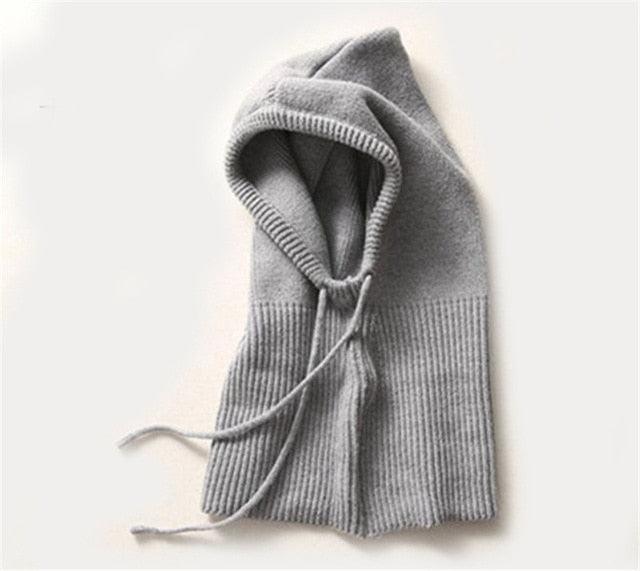 Cashmere Winter Knitted Hat Beanie Women Scarf Skellies Beanies Winter Hats For Women Men Cap Solid Bonnet Mask Brand Hat Balaclava Shawl Women Winter Hat Soft Knitted Hooded Neck Collar Cap Beanie Hat Warm Scarf Unisex Bonnet Hooded Scarf Hat