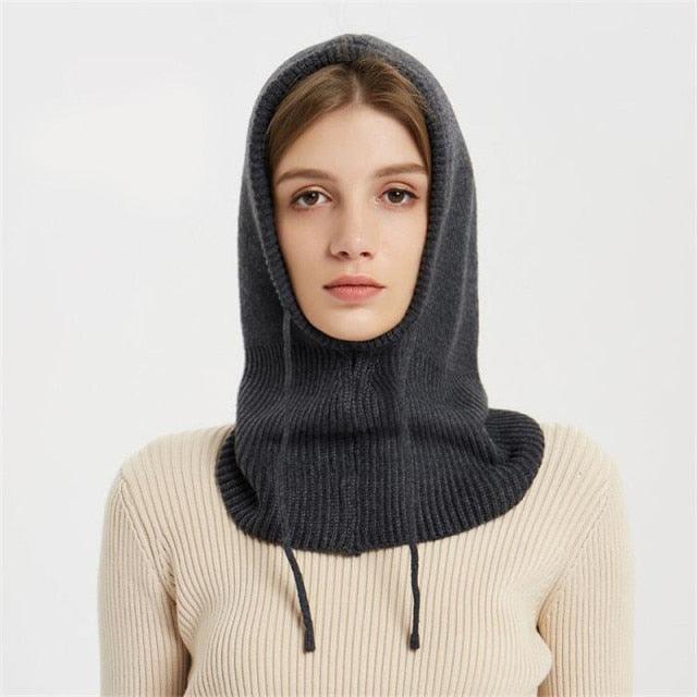 Cashmere Winter Knitted Hat Beanie Women Scarf Skellies Beanies Winter Hats For Women Men Cap Solid Bonnet Mask Brand Hat Balaclava Shawl Women Winter Hat Soft Knitted Hooded Neck Collar Cap Beanie Hat Warm Scarf Unisex Bonnet Hooded Scarf Hat