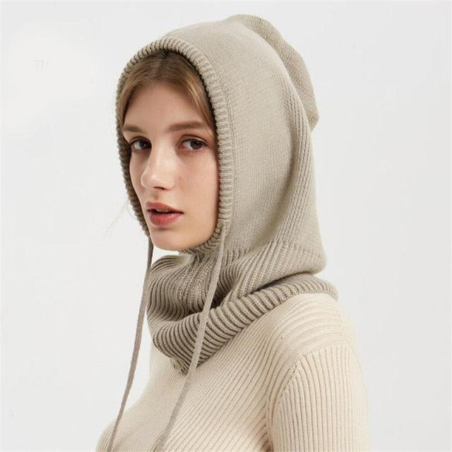 Cashmere Winter Knitted Hat Beanie Women Scarf Skellies Beanies Winter Hats For Women Men Cap Solid Bonnet Mask Brand Hat Balaclava Shawl Women Winter Hat Soft Knitted Hooded Neck Collar Cap Beanie Hat Warm Scarf Unisex Bonnet Hooded Scarf Hat