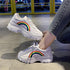 Casual Winter Women Thick Sneakers White Shoes Autumn Winter Fashion Platform Shoes Female Lace Up Rainbow Vulcanized Shoes Comfy Fashion Sneakers Breathable Athletic Casual Shoes