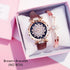 Casual Women Romantic Starry Sky Wrist Watch Bracelet Leather Rhinestone Designer Simple Dress Women's Watches Women Starry Sky PU Leather Strap Quartz Wristwatches For Woman Girls Teenagers