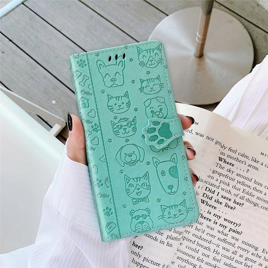 Cat And Dog Leather Flip Case For Xiaomi Redmi 7A 9A 9C 10C Note 10 Pro 11 7 8 9 8T 9T 9S Poco X4 ProX3 M3 Mi 10T Wallet Cover  Cat Dog Cartoon Cute Style with ID Card Holder PU Leather Flip Phone Cover for Xiaomi