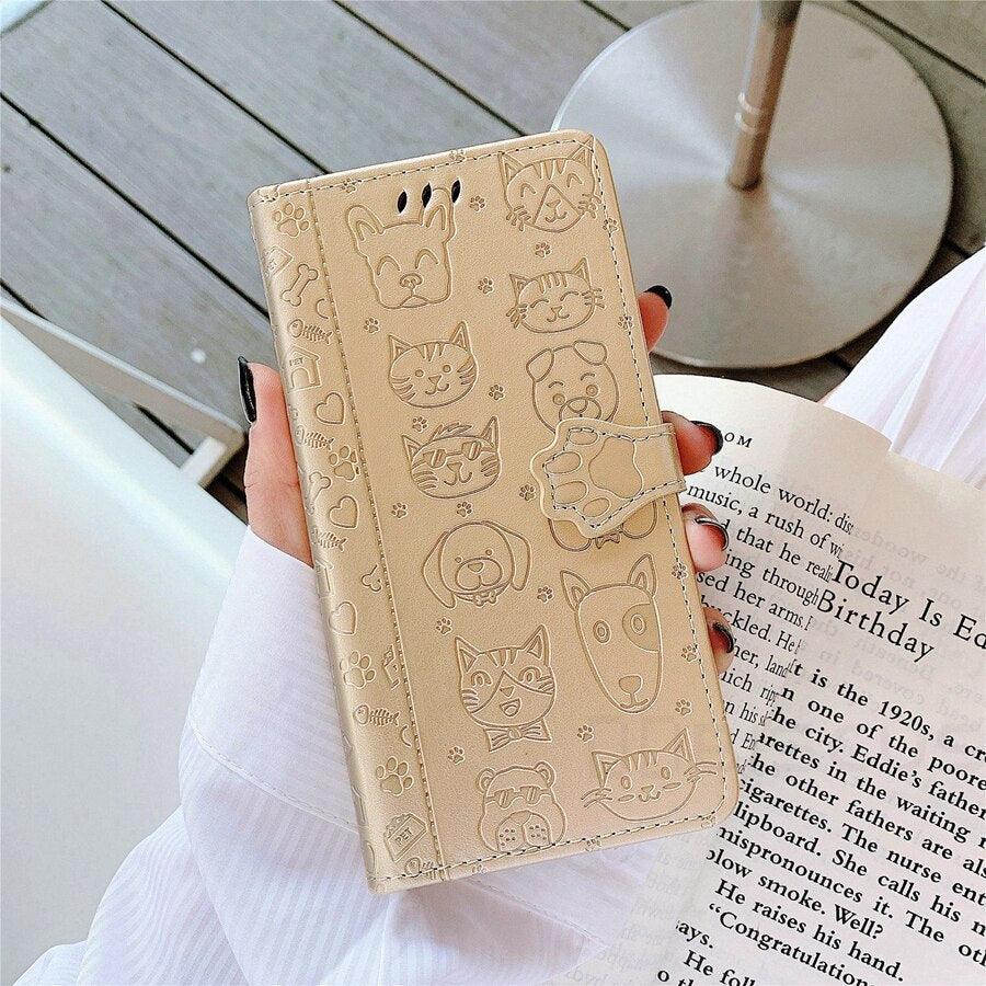 Cat And Dog Leather Flip Case For Xiaomi Redmi 7A 9A 9C 10C Note 10 Pro 11 7 8 9 8T 9T 9S Poco X4 ProX3 M3 Mi 10T Wallet Cover  Cat Dog Cartoon Cute Style with ID Card Holder PU Leather Flip Phone Cover for Xiaomi