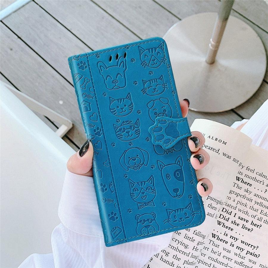 Cat And Dog Leather Flip Case For Xiaomi Redmi 7A 9A 9C 10C Note 10 Pro 11 7 8 9 8T 9T 9S Poco X4 ProX3 M3 Mi 10T Wallet Cover  Cat Dog Cartoon Cute Style with ID Card Holder PU Leather Flip Phone Cover for Xiaomi