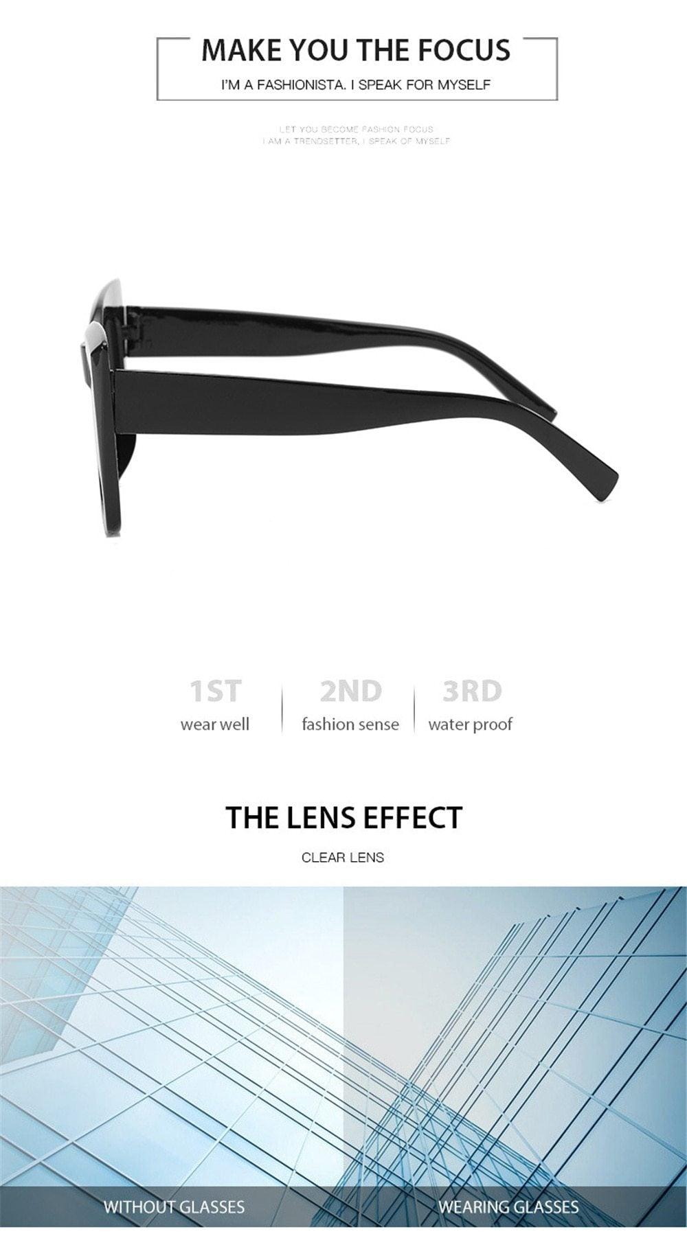 Cat Eye Design For Women Sunglasses Female Personality  Big Size Frame Decent Sun Shade Glasses  Trending over Size Sunglasses Thick Frame Square Sunglasses for Men Women Retro Sun Glasses UV400 Protection Fashion Trendy Style