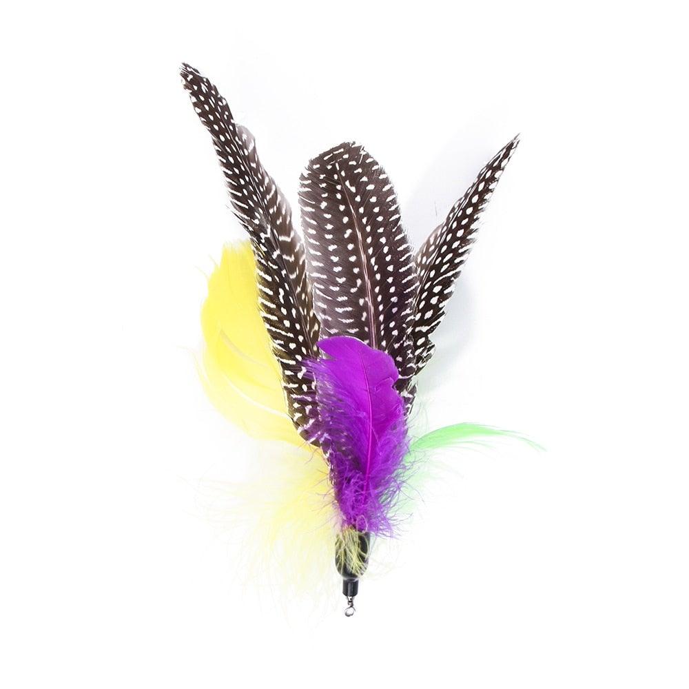 Cat Feather Toy Set Cat Feather Teaser Wand Toy for Kitten Cat Having Fun Exercise Playing Without the Stick Interactive Cat Feather Toys  Retractable Cat Wand Toy and Feathers Teaser Refills Cat Toys for Indoor