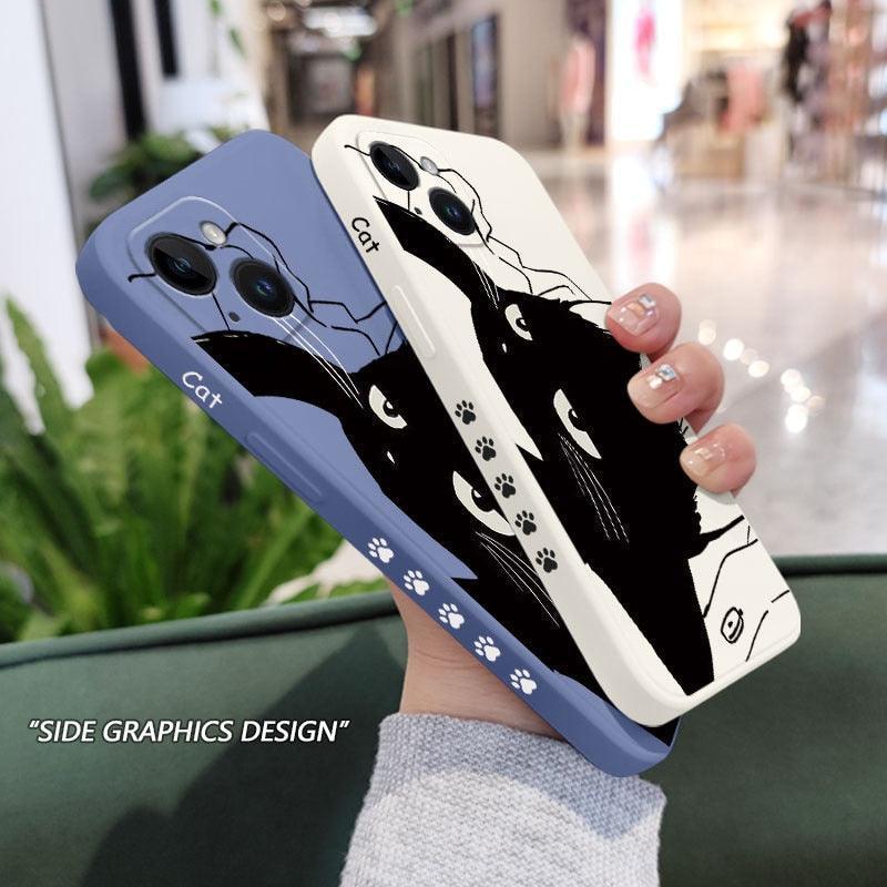 Cat Phone Case For iPhone 14 13 12 11 Pro Max Mini X XR XS 8 7 Plus 6 6S Plus Cover Cute Black Cat Case for iPhone for Teens Men and Women