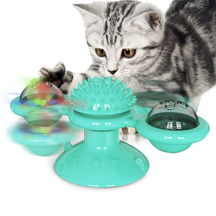 Cat Windmill Toy Funny Massage Rotatable Cat Toys With Catnip LED Ball Teeth Cleaning Pet Newest Windmill Cat Toy with LED and Catnip Ball Cat Turntable Teasing Interactive Toy with a Suction Cup Base Can be Cleaned Rotary Massage Tickle Anti-bite Toy - STEVVEX Pet - 126, animal toys, cat toy, cat toys with catnip, funny playing cats toys, LED toy, massage toys, new cat toys, playing cat toy, playing toy, playing toys for cats, rotatable cat toys, tickle anti bite toy, windmil cat toy - Stevvex.com