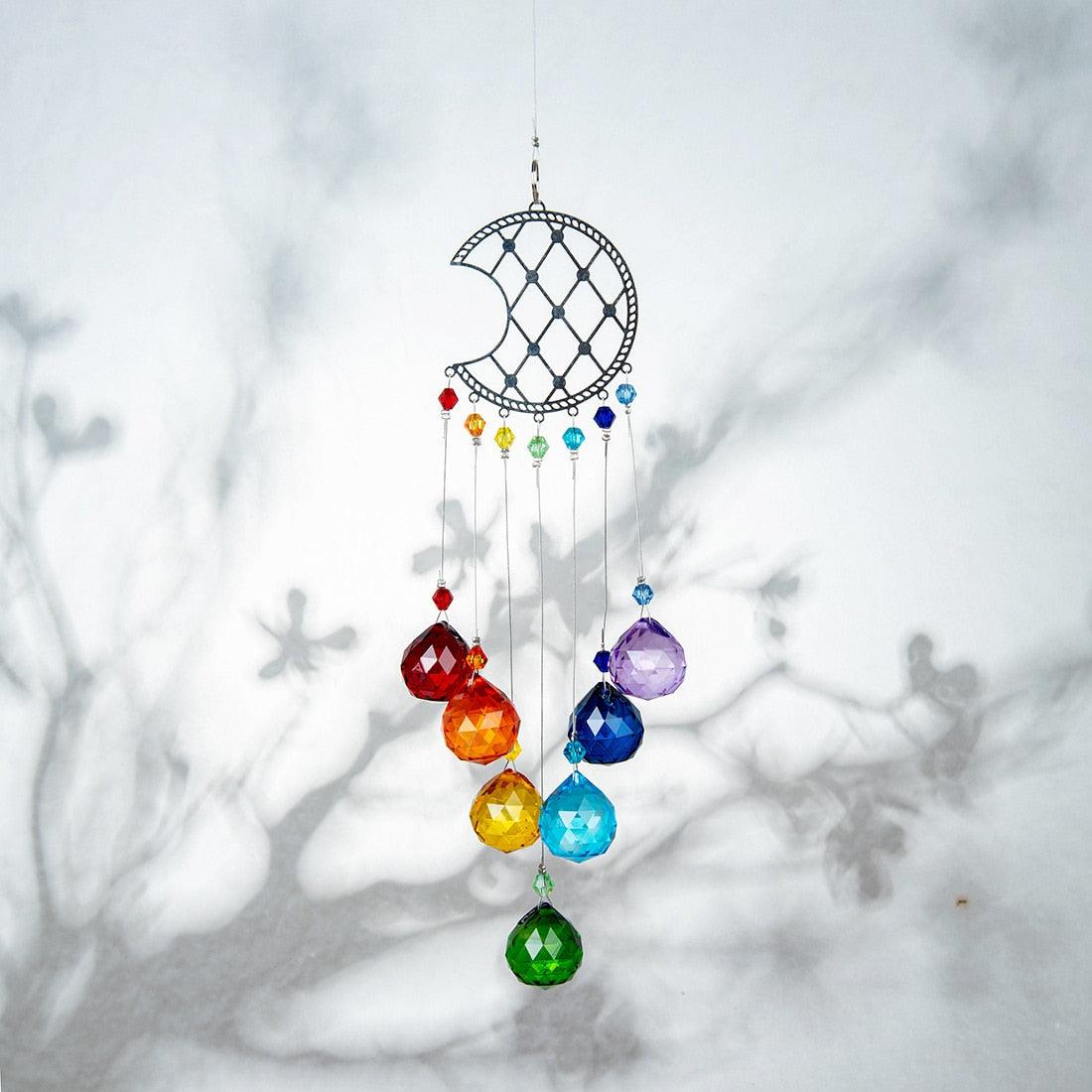 Chandelier Wind Chimes Ab Coating Crystal Prisms Hanging Sun Catcher Rainbow Chaser Crystals Ball Prisms  Window Curtains Pendant Home Decor Gifts Garden Patio Yard