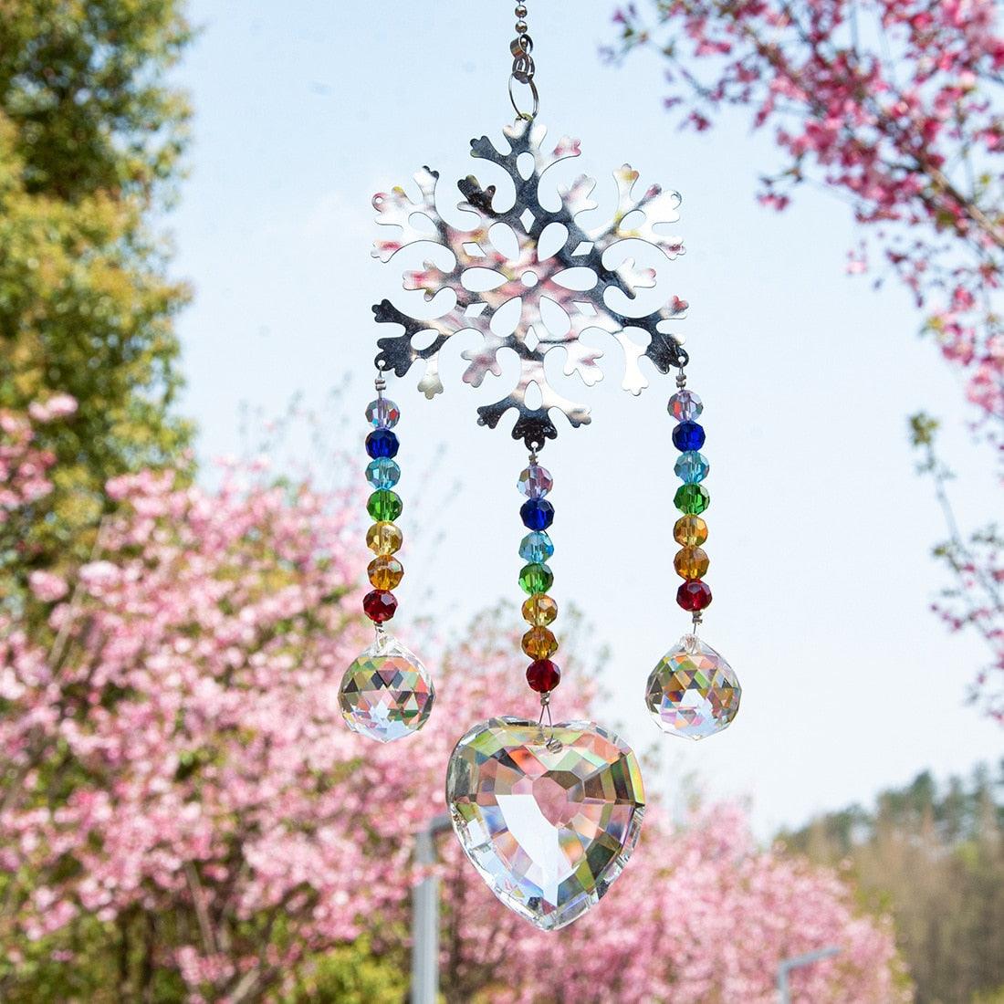 Chandelier Wind Chimes Ab Coating Crystal Prisms Hanging Sun Catcher Rainbow Chaser Crystals Ball Prisms  Window Curtains Pendant Home Decor Gifts Garden Patio Yard