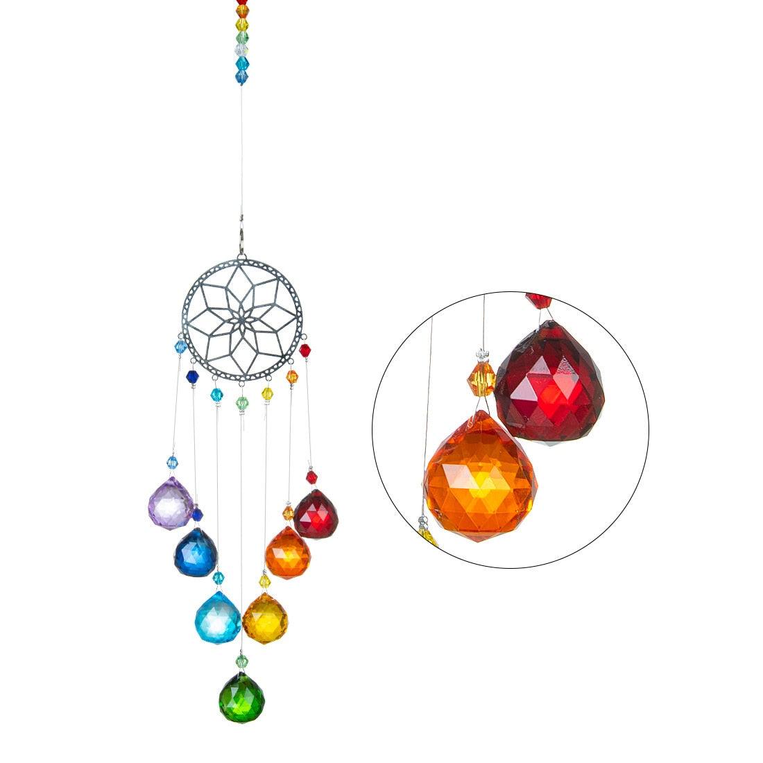 Chandelier Wind Chimes Ab Coating Crystal Prisms Hanging Sun Catcher Rainbow Chaser Crystals Ball Prisms  Window Curtains Pendant Home Decor Gifts Garden Patio Yard