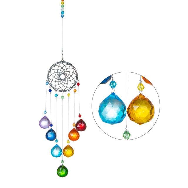 Chandelier Wind Chimes Ab Coating Crystal Prisms Hanging Sun Catcher Rainbow Chaser Crystals Ball Prisms  Window Curtains Pendant Home Decor Gifts Garden Patio Yard