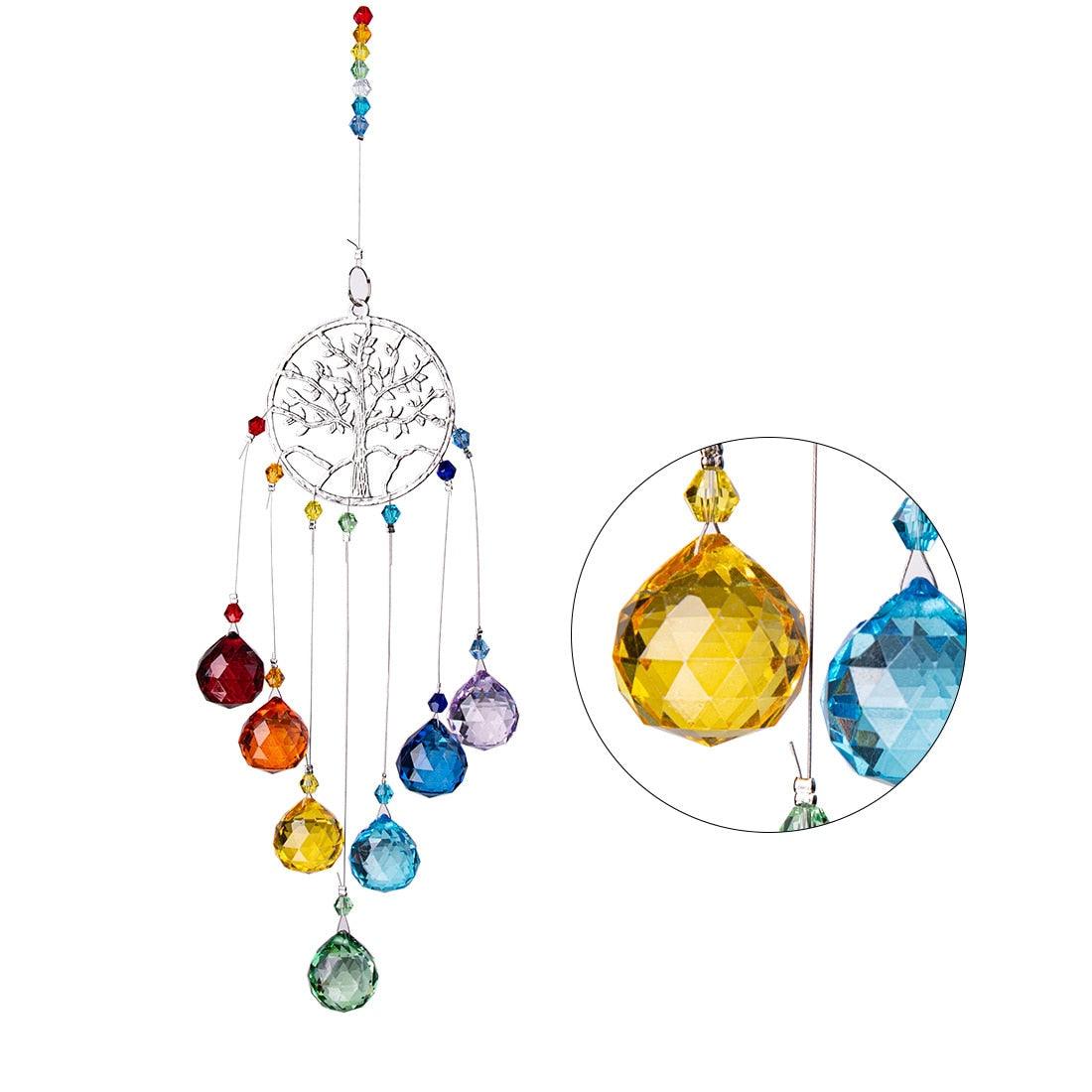 Chandelier Wind Chimes Ab Coating Crystal Prisms Hanging Sun Catcher Rainbow Chaser Crystals Ball Prisms  Window Curtains Pendant Home Decor Gifts Garden Patio Yard