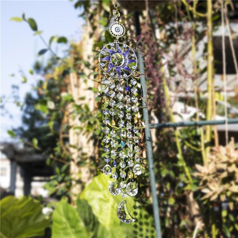 Chandelier Wind Chimes Turkish Blue Evil Eye Moon Sun Star Sun-catcher Rainbow Maker Wind Chimes Wall Hanging Crystal Prisms Hanging Pendant Home Decor Gifts Blessing Protection Decoration - ALLURELATION Decor - 503, Chandelier Wind-chime, Crystal Ball Wind Chimes, Crystals Wind Chimes, Decor, Decor Wind Chimes, Decoration, Decorative Wind-chime, Dream Catcher Bell, Dream Catcher Wind Chime, Evil Eye Wind-chime, Moon Wind-chime, Rainbow Maker Wind-chime, Star Wind-chime, Sun-catcher Wind-chime - Stevvex.com