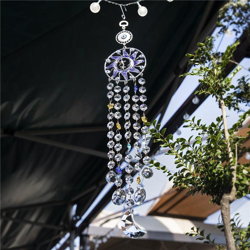 Chandelier Wind Chimes Turkish Blue Evil Eye Moon Sun Star Sun-catcher Rainbow Maker Wind Chimes Wall Hanging Crystal Prisms Hanging Pendant Home Decor Gifts Blessing Protection Decoration - ALLURELATION Decor - 503, Chandelier Wind-chime, Crystal Ball Wind Chimes, Crystals Wind Chimes, Decor, Decor Wind Chimes, Decoration, Decorative Wind-chime, Dream Catcher Bell, Dream Catcher Wind Chime, Evil Eye Wind-chime, Moon Wind-chime, Rainbow Maker Wind-chime, Star Wind-chime, Sun-catcher Wind-chime - Stevvex.com